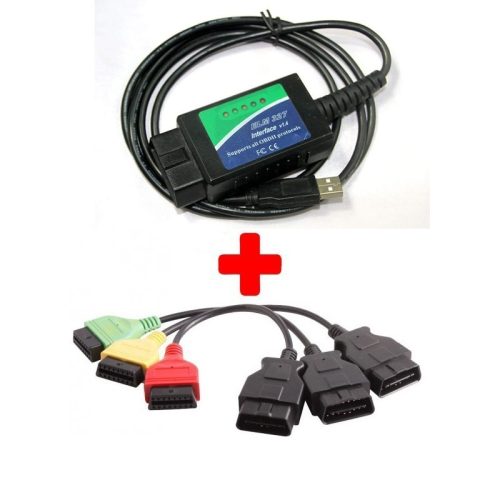 FIAT DIAGNOSZTIKA FIATECUSCAN SZETT USB INTERFÉSZ + KÁBEL ADAPTEREK ABS LÉGZSÁK MOTOR 2005 utáni autókhoz